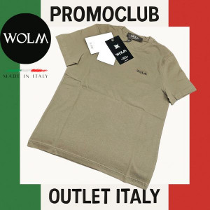 Мъжка тениска WOLM, 100% памук, размер XS, военно зелено, Италия